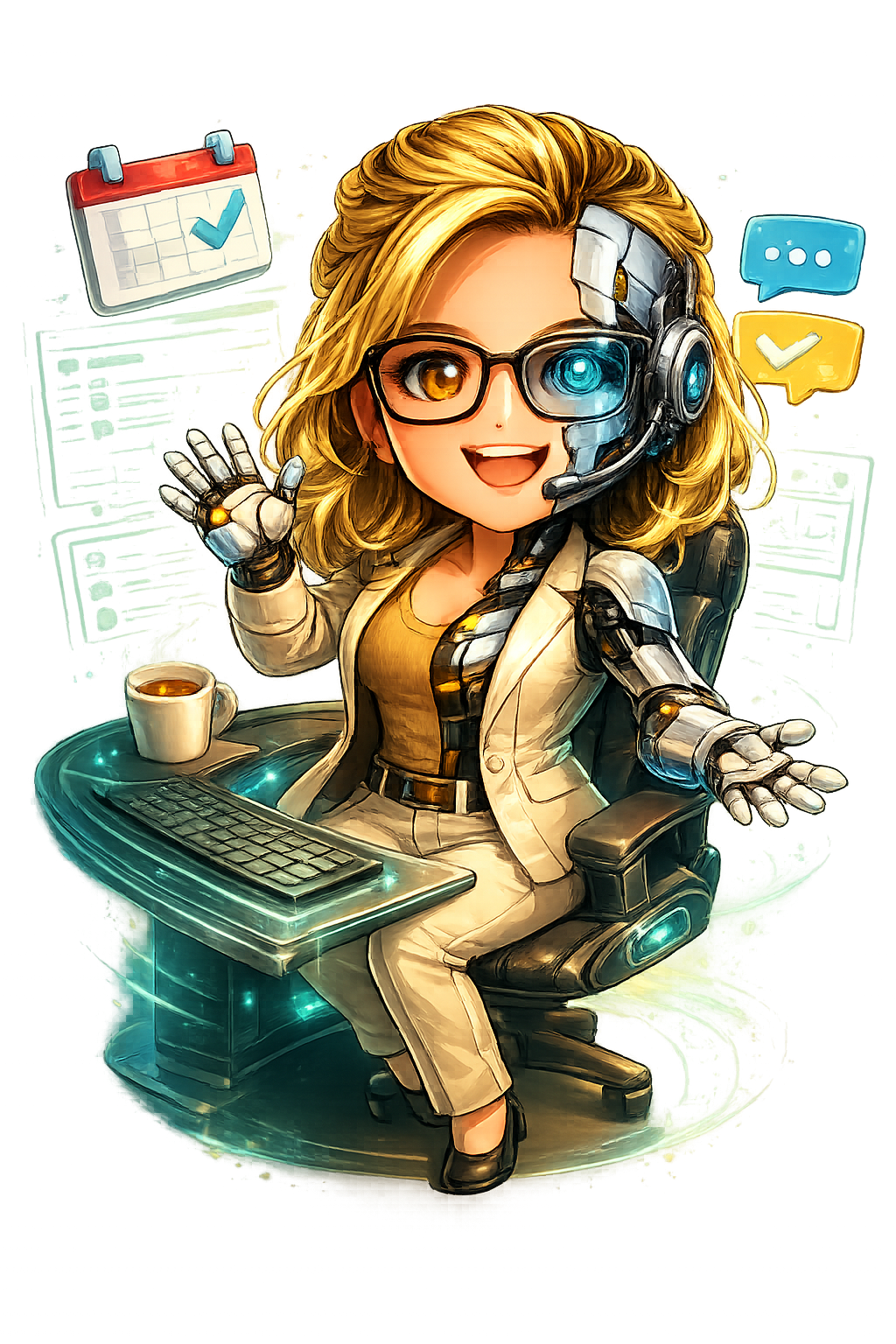 Comic Yssa coordinating schedules, messages, and operations